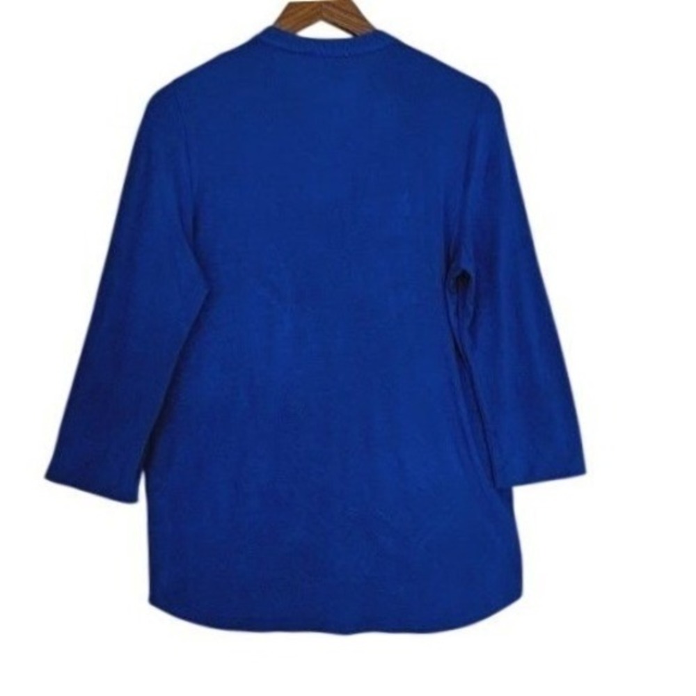 Calvin Klein Blue Zipper Pocket 3/4 Sleeve Tunic Top M Modern Professional - Picture 4 of 7